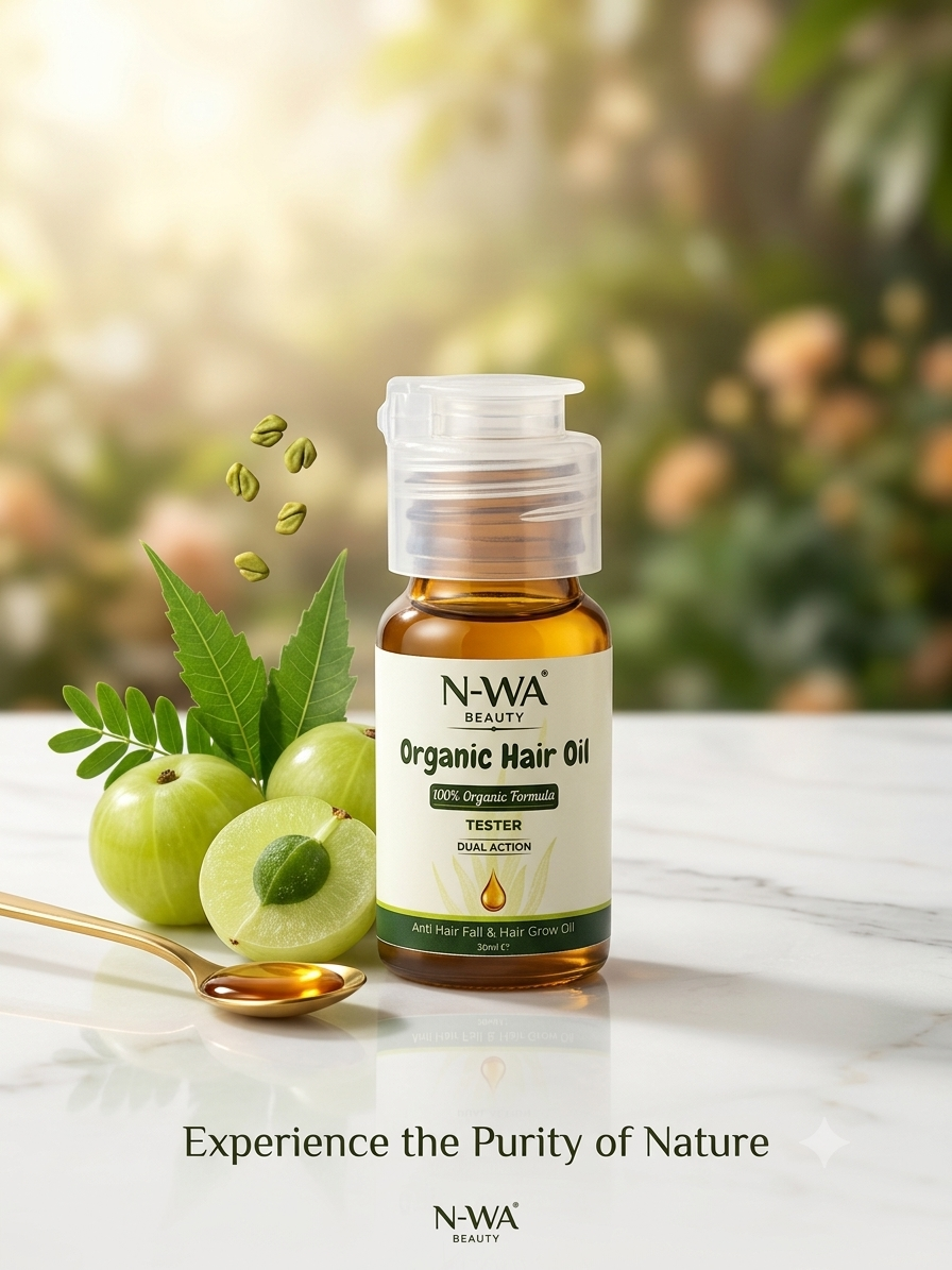 N-WA Beauty Organic Hair Oil – 30ml Mini Travel & Tester Size | Anti-Hair Fall & Hair Growth Formula